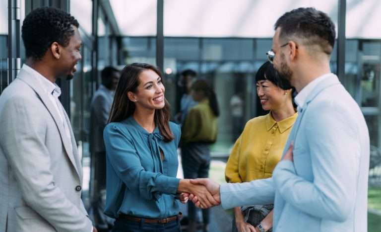 Image showing a business introduction being made